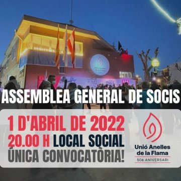 La Unió Anelles de la Flama convoca l’Assemblea General Ordinària de 2022